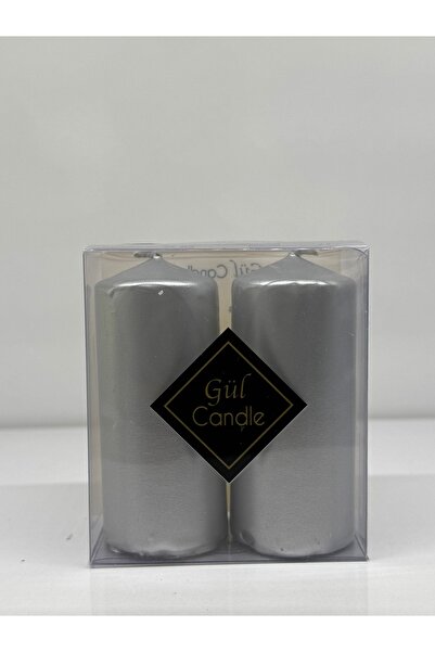 Gül Mum 2 Lİ GÜMÜŞ SEDEFLİ TAKOZ MUM ÇAP 3 CM BOY 8 CM