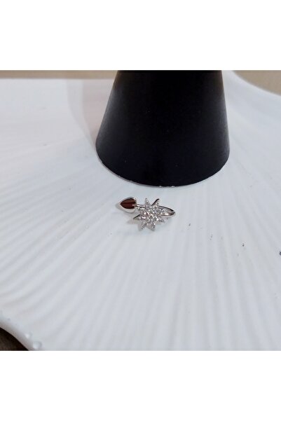 KIZÇE TAKI AKSESUAR Minimal Yıldız Model Zirkon Taşlı Earcuff Gümüş Renk Kadın Kıkırdak Küpe