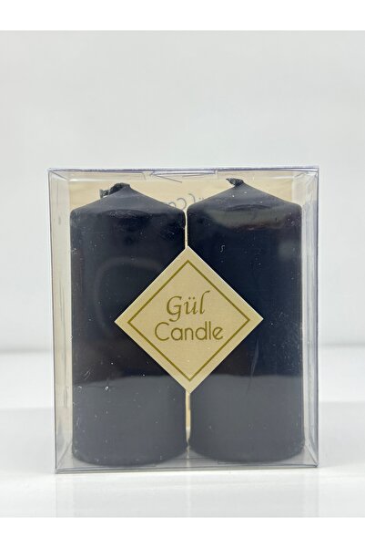 Gül Mum 2 Lİ SİYAH TAKOZ MUM ÇAP 2 BOY 8 CM