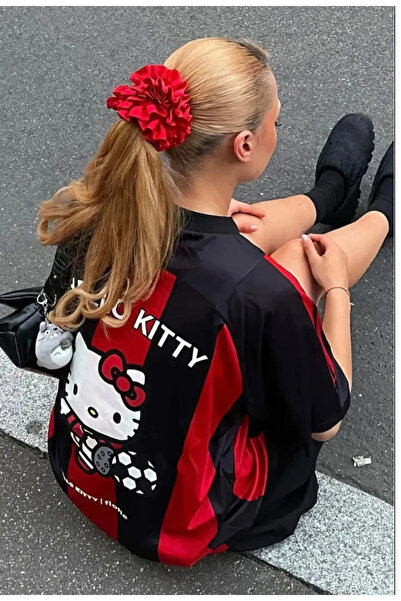 eyonnwear Hello Kıty Μαύρο Κόκκινο Unisex Τζέρσεϊ