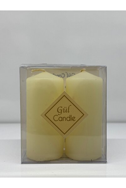 Gül Mum 2 Lİ KREM TAKOZ MUM ÇAP 3 BOY 8 CM