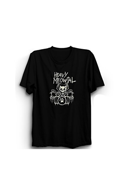 The Fame Heavy Meowtal, Muzică Metal, Pisici, Tobe, Toboșar, Toboșar Tricou negru 100% bumbac