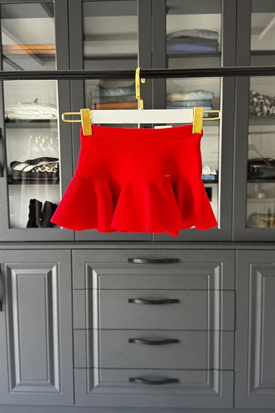 KALBEN ÇOCUK Girl's Flounce Red Skirt Flexible and Comfortable Fabric