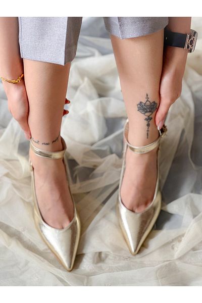 BERFONA Dubai Gold Metal 5 cm Heel Sandals