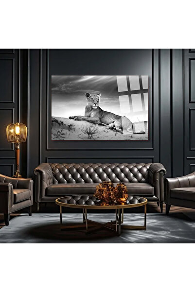 TAULART ŽENSKI LAV CRNO-BELI HORIZONTALNI STAKLENI STOL ULTRA ŽIVOPISNE BOJE ...