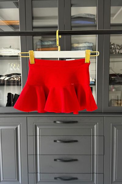 KALBEN ÇOCUK Girl's Flounce Red Skirt Flexible and Comfortable Fabric