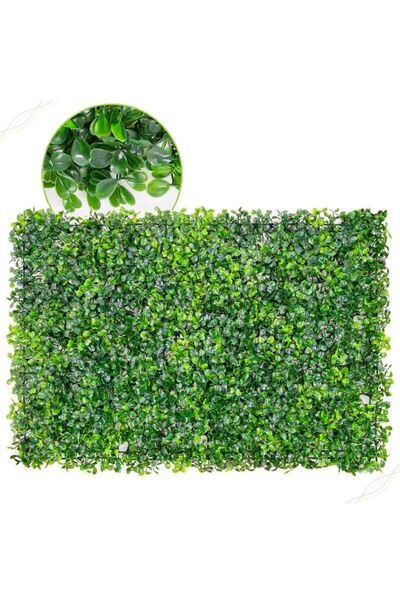 BYSHOPPİNG A Kalite Yapay Çiçek Duvar Kaplama Panel Şimşir Tabaka 40x60 Cm Yeşil Dikey Bahçe