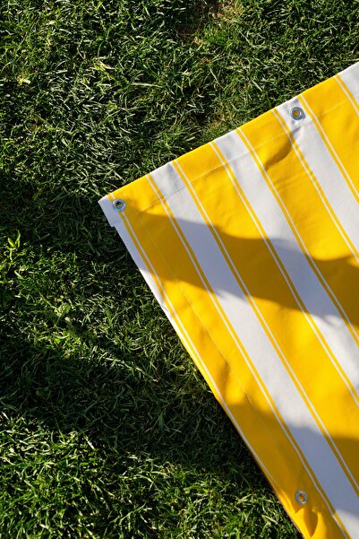 ALTINPAMUK Balkon Perdesi Enxboy Seçenekli Kuşgözlü Balkon Brandası Sarı Beyaz Ty901-2