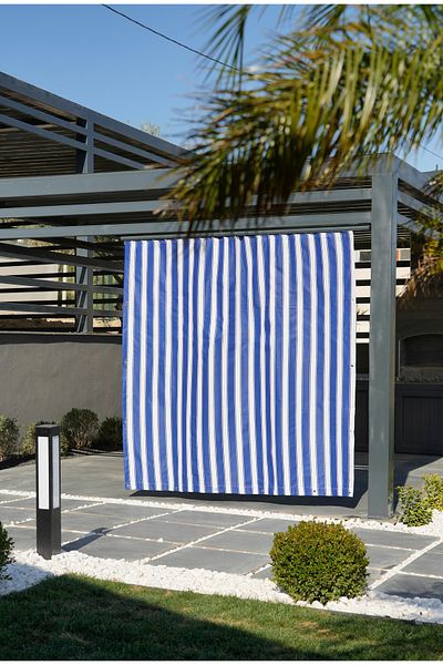 ALTINPAMUK Perdeaua pentru balcon Enxboy Opțiune cu ochi pentru balcon Pânză albastru alb Ty901