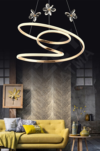 KUZEY AYDINLATMA Alya Taşlı 3 Renk Yanan Kumandalı Avize 3 Lü