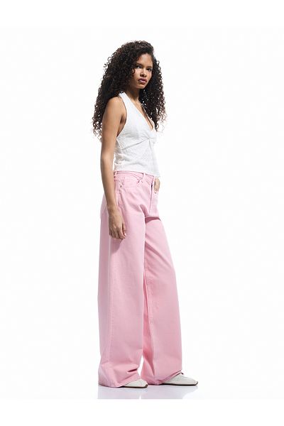Koton Loose Fit Wide Leg Pocket Denim Trousers - Loose Straight Fit Jeans