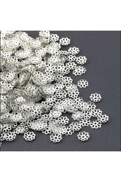 yiğit aksesuar 100Pcs Silver Bead Cap Spacer for Necklace Bangle Jewelry Making Supplies