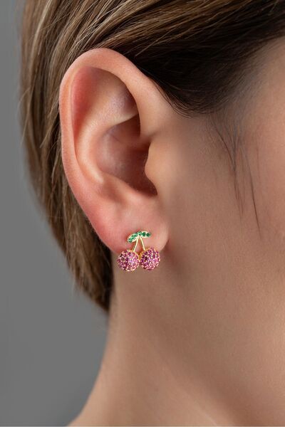 Silvano Jewelry 925 Ayar Gümüş Kiraz Küpe