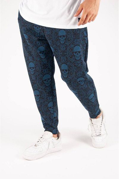 SUPERBLUE Men's Elastic Patterned Sports Blue Baguette Trousers