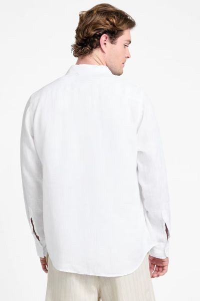 Guess Ls Napa Linen Shirt Ανδρικό λευκό πουκάμισο M5gh73wh3j0-g011