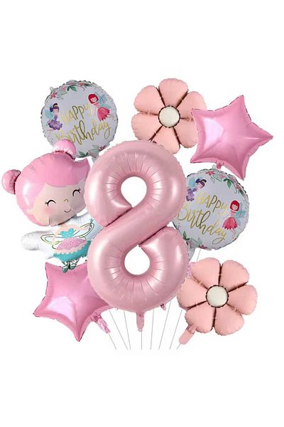 DÜVENCİ TİCARET Fairy Girl Birthday Age Balloon Set with Foil Balloons