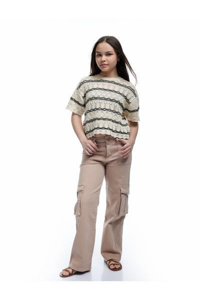 Koton Button Detailed Cotton Denim Trousers with Cargo Pockets