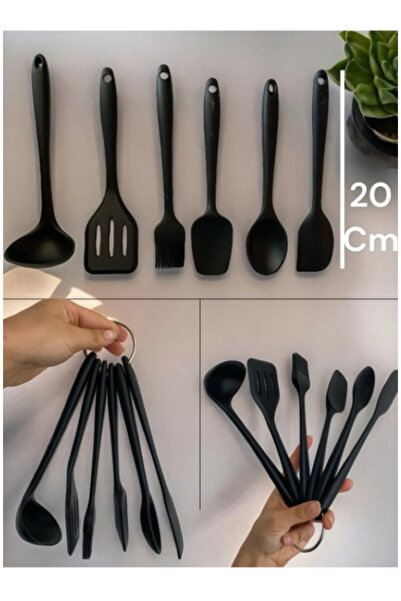 TEKİNEV Isıya Dayanıklı 20 cm Mini Boy 6 Parça Silikon Kepçe Kaşık Seti