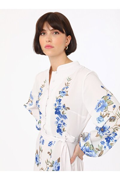 Refka Φόρεμα με λεπτομέρεια με κουμπιά - Μπλε μπεζ -