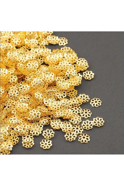 yiğit aksesuar 100Pcs Gold Bead Cap Spacer for Necklace Bangle Jewelry Making Supplies