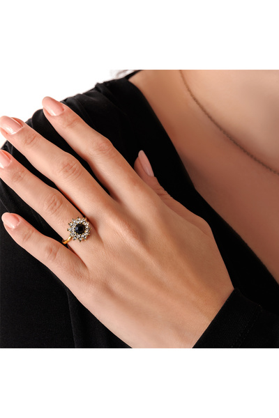 Atelier LEO Handmade Jewellery KLASİK IŞILTI SİYAH BAKIR EL YAPIMI KRİSTAL TA...