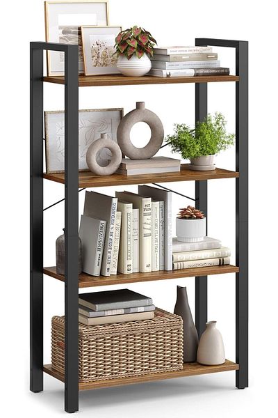 Generic 4-Tier Vintage Bookshelf Freestanding Storage Unit for Home, Office or Bedroom 120x65x30cm