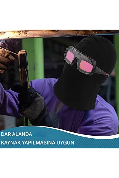 YATE10 Otomatik Kararan Kavisli Kaynak Gözlüğü + 3 Koruma Camı