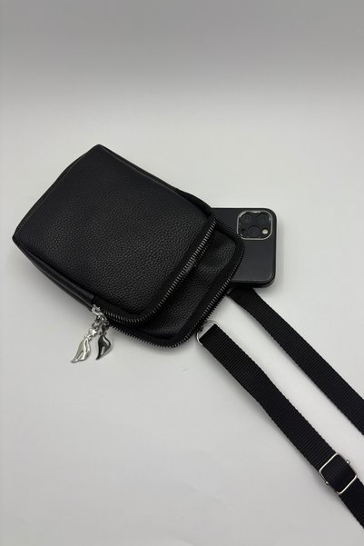 Bersia Women's Set of 2 Two-Eye Zippered Phone Bag Black - Plain Black