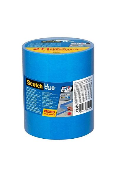 3M Scotch Blue Multi-Surface Premium Masking Tape, 2090 EMEA Pack (4.8 x 4100 cm, of 3 Pc.)