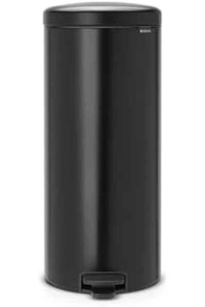Brabantia Trash Can with Inner Bucket, 7-Gallon Capacity, by Brabantia, Matte Black Steel Alloy