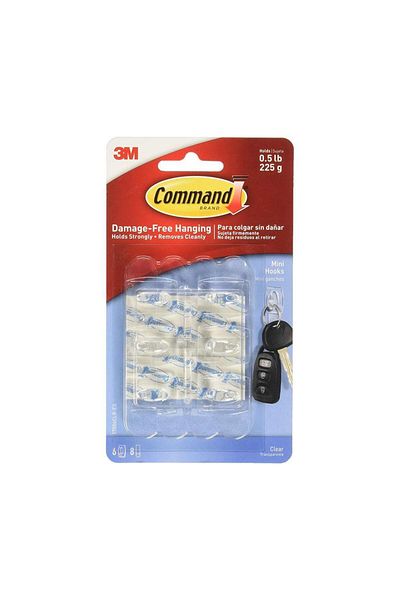 3M Command Clear Mini Hooks with Clear Strips