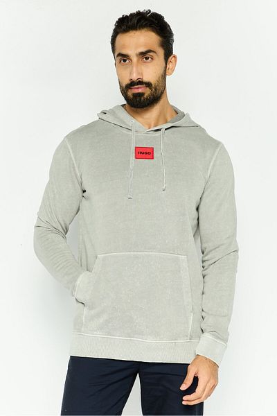 Hugo Boss Men Hooded Brand Logo Long Sleeves Sweatshirt, Grey