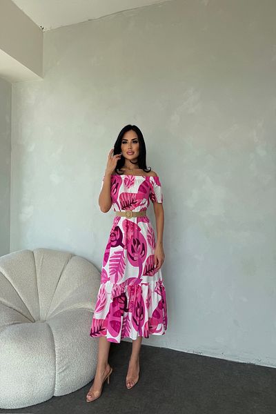 kamacibutik Rochie de vară cu guler Madonna cu modele florale (curea este accesoriu)