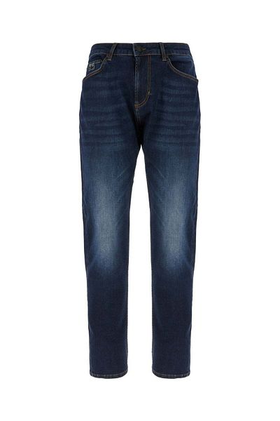 Versace Men's Slim Leg Five-Pocket Contrast Stitching Lavender Trousers