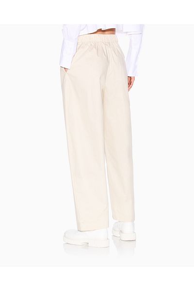 Armani Exchange Women's 100% Cotton Elastic Waist Comfortable Fit Wide Leg Beige Pants Xw 000475   Af12812-U1092
