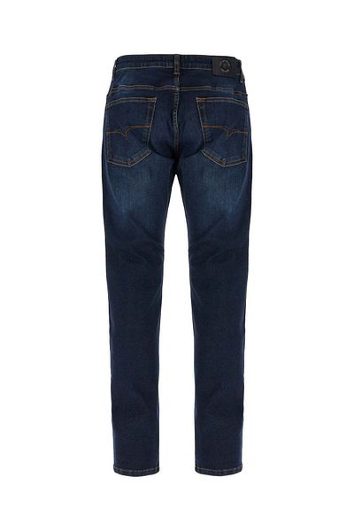Versace Men's Slim Leg Five-Pocket Contrast Stitching Lavender Trousers