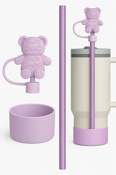 ÇAKRA Stanle Smiling Teddy Bear 3-Piece Set Compatible with Quencher Lid, Str...