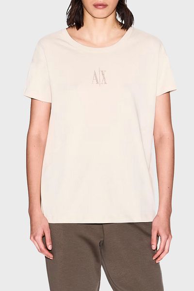 Armani Exchange Γυναικείο μπλουζάκι από 100% βαμβάκι με κοντό μανίκι μπεζ XW 000830   AF10356-U1092