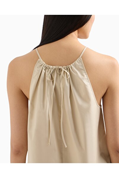 Armani Exchange Women's Rope Strap Gathered Neck Wide Cut Casual Beige Blouse Xw 000195 Af12812-U1092