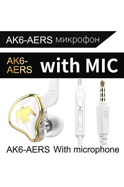 Choice سماعات أذن سلكية QKZ AK6/AERS/AK6 PRO بمحرك مزدوج هاي فاي مع ميكروفون 3.5 مم رياضية R
