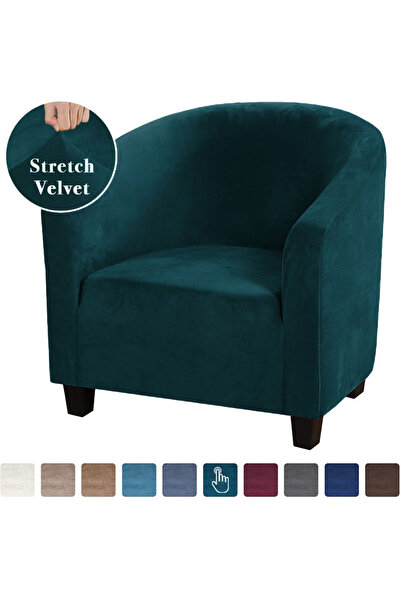 Choice غطاء أريكة غامق أخضر عالي التمدد، غطاء كرسي حوض استحمام مخملي مقاوم لل...