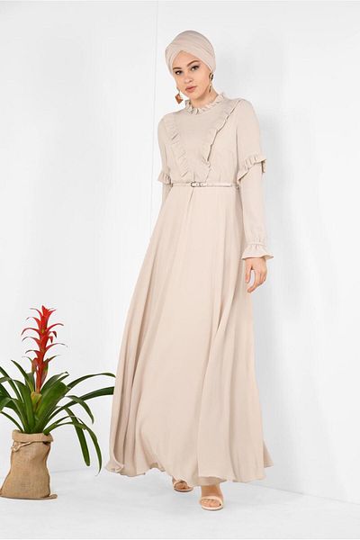 Alvina Chiffon Dress with Ruffle Collar and Sleeves 4306
