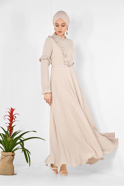 Alvina Chiffon Dress with Ruffle Collar and Sleeves 4306