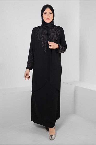 Alvina BEAD PRINTED BICYCLE COLLAR CREPE DRESS 20382