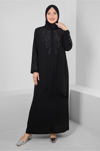 Alvina BEAD PRINTED BICYCLE COLLAR CREPE DRESS 20382