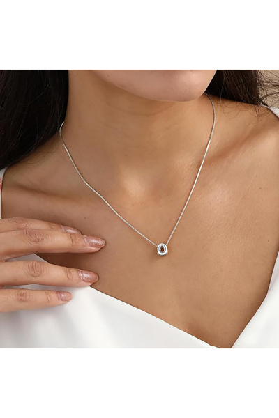 Atolyezone O Harfi Tasarım 925 Ayar Gümüş Kaplama Harfli Kolye Isimli Kişiye ...