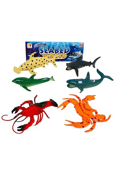 tmtoysandmore Sea Creatures Lobster Dolphin Shark Crab Set of 6