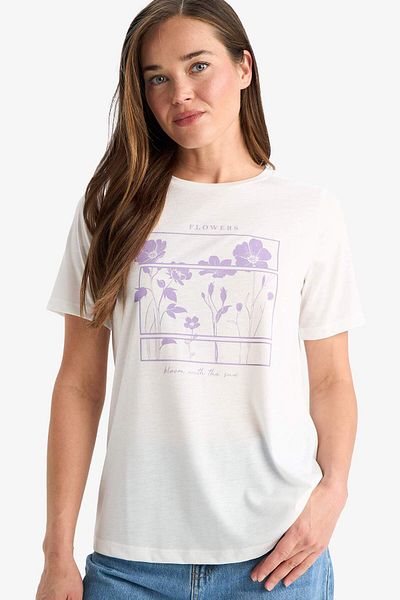 DeFacto Regular Fit Crew Neck Printed Short Sleeve T-Shirt F4840Ax25Sm