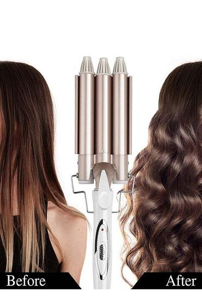 COOYA 25mm Curling Wand Hair Iron, With Adjustable Temperature, 3 Barrel Ceramic, for Long Lasting