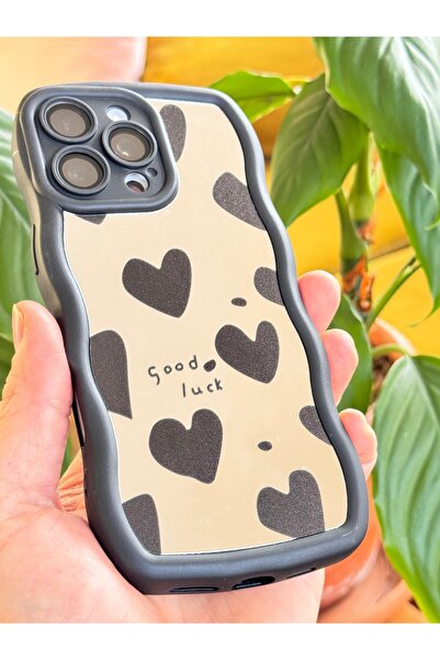 Fibaks Apple iPhone 16 Pro Max Case Mirrored Heart Pattern Soft Edge Camera Protected Silicone Cover